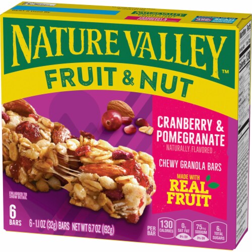 Nature Valley Cranberry Pomegranate Fruit and Nut bars Perspective: left