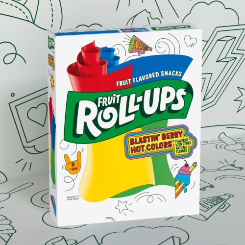 Fruit Roll Ups Fruit Flavored Snacks Blastin' Berry Hot Colors Perspective: left