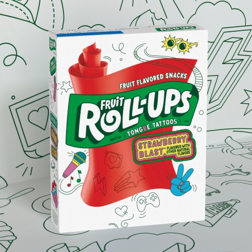 Fruit Roll-Ups Strawberry Blast Fruit Flavored Snacks Perspective: left