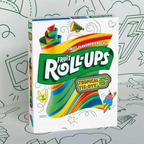 Fruit Roll Ups Gluten Free Tropical Tie Die Fruit Flavored Snacks Perspective: left