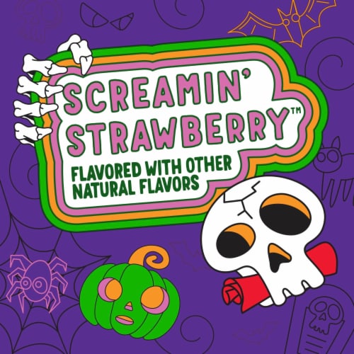 Fruit Roll-Ups Mini Rolls Screamin' Strawberry Fruit Flavored Halloween Snacks Perspective: left