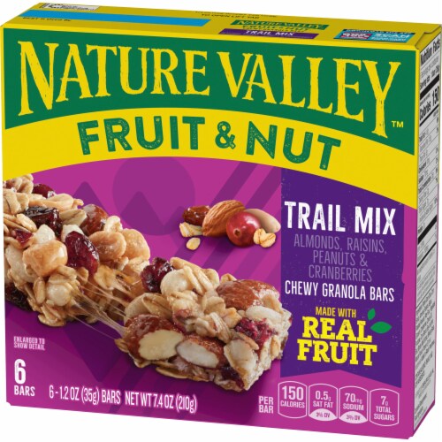 Nature Valley Whole Grain - Trail Mix Chewy Fruit and Nut Granola Bars Sweet Salty Lunch Box Snacks Perspective: left