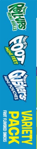 Fruit Roll Ups Fruit by the Foot Gushers Mini Snacks Variety Pack Perspective: left