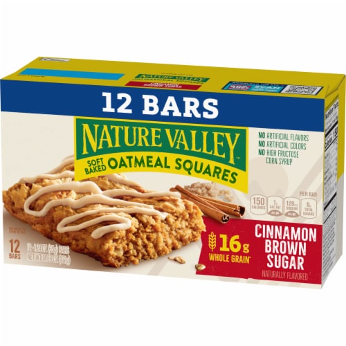 Nature Valley Cinnamon Brown Sugar Soft Baked Oatmeal Squares Perspective: left