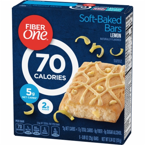 Fiber One Lemon 70 Calorie Soft Baked Bars Low Net Carb Snacks Perspective: left