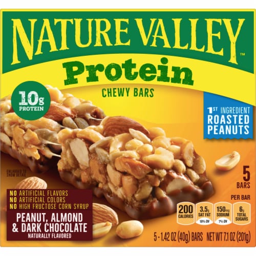 Nature Valley Protein Peanut Almond & Dark Chocolate Chewy Bars Perspective: left