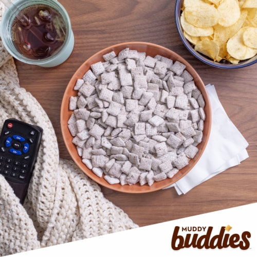 Chex Mix Peanut Butter and Chocolate Muddy Buddies Individual Lunch Box Snack Bag Perspective: left