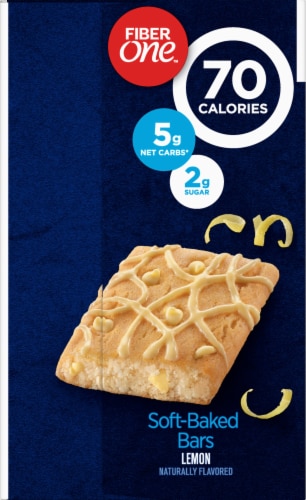 Fiber One 70 Calorie Soft Baked Bars Lemon Snack Bars Perspective: left