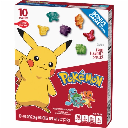 Pokemon Gluten Free Fruit Flavored Snack Treat Pouches Kids School Snacks Perspective: left