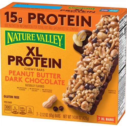 Nature Valley Peanut Butter Dark Chocolate XL Protein Granola Bars Perspective: left