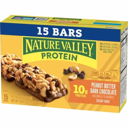 Nature Valley Chewy Protein Peanut Butter Dark Chocolate Granola Bars Perspective: left