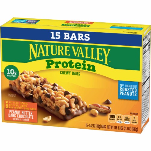 Nature Valley Chewy Protein Peanut Butter Dark Chocolate Granola Bars Perspective: left