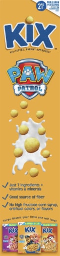 General Mills Kix Crispy Corn Puffs Family Size Cereal Perspective: left
