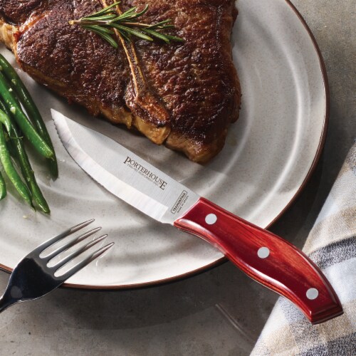 Tramontina Porterhouse Pointed Tip Steak Knife Set Perspective: left