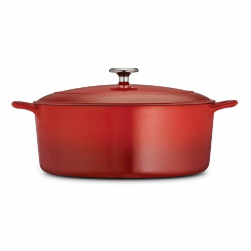 Tramontina Gourmet Covered Oval Cast Iron Dutch Oven - Gradated Red Perspective: left