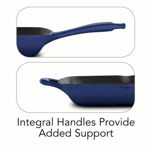 Tramontina Gourmet Cast Iron Grill Pan - Gradated Cobalt Perspective: left