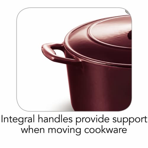 Tramontina Gourmet Covered Round Cast Iron Dutch Oven - Majoiica Red Perspective: left