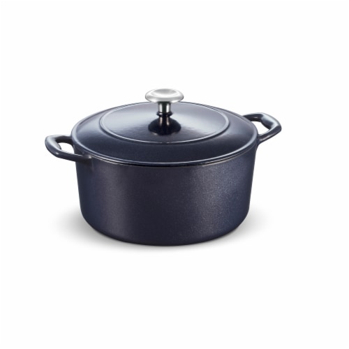 Tramontina Gourmet Covered Round Cast Iron Dutch Oven - Dark Blue Perspective: left