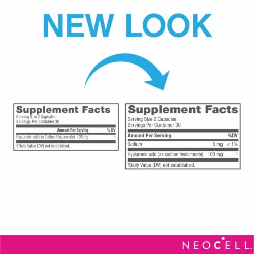 NeoCell Hyaluronic Acid Capsules Perspective: left