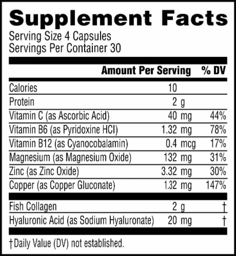 NeoCell Marine Collagen Type 1 and 3 and Hyaluronic Acid Capsules Perspective: left