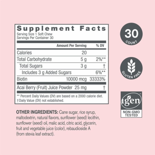 NeoCell Biotin Beauty Acai Berry Soft Chews Perspective: left