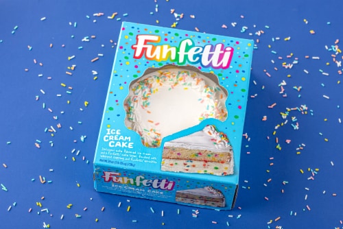 Funfetti Confetti Sprinkle Cake Flavored Ice Cream Cake Perspective: left