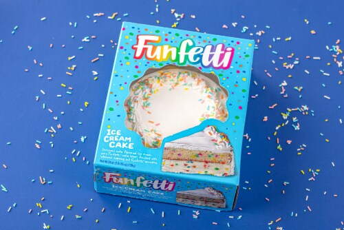 Funfetti Confetti Sprinkle Cake Flavored Ice Cream Cake Perspective: left