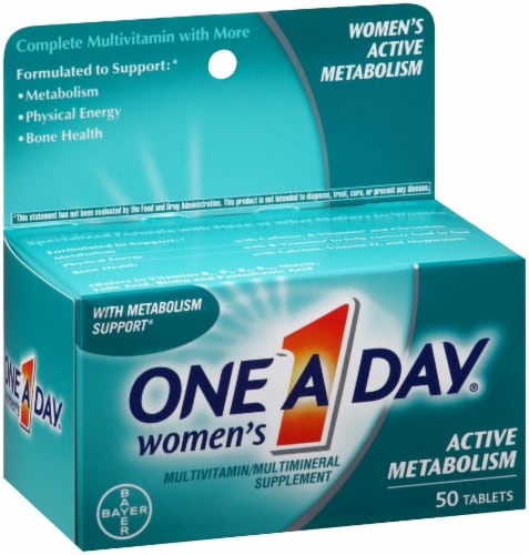 One A Day Women's Active Metabolism Multivitamin/Multimineral Supplement Perspective: left