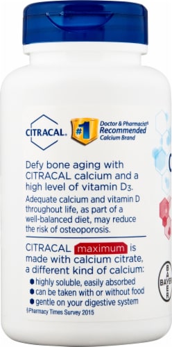 Citracal® Maximum Calcium Citrate Plus D3 Coated Caplets Perspective: left