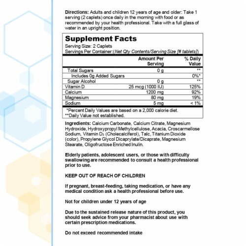 Citracal® +D3 Slo-Cal® Technology Calcium Supplement 1200mg Coated Caplets Perspective: left