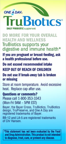 One A Day® TruBiotics® Gluten Free Daily Probiotic Supplement Capsules Perspective: left