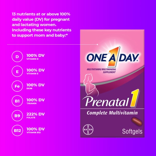 One A Day® Women's Prenatal 1 Complete Multivitamin Softgels Perspective: left