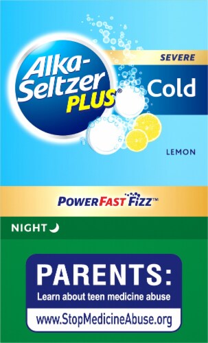 Alka-Seltzer® Plus Lemon Severe Night Cold Medicine PowerFast Fizz™ Effervescent Tablets Perspective: left