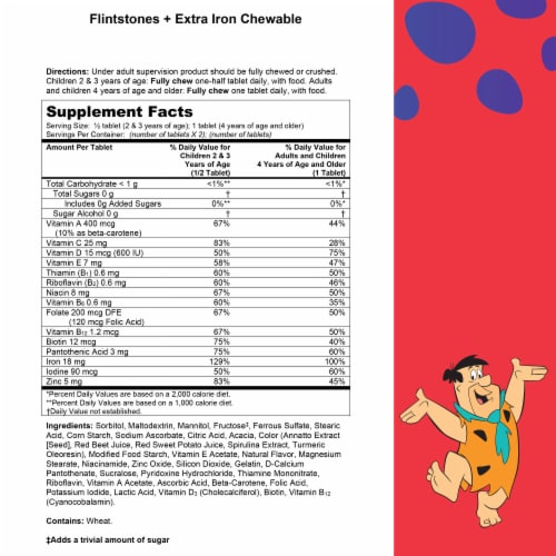 Flintstones™ Extra Iron Chewable Multivitatmins Perspective: left
