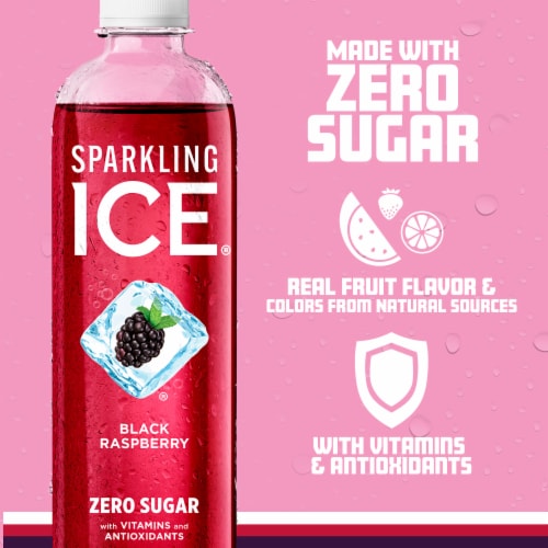 Sparkling Ice Zero Sugar Black Raspberry Sparkling Water Perspective: left