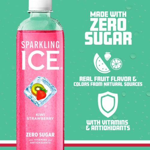 Sparkling Ice Zero Sugar Kiwi Strawberry Sparkling Water Perspective: left
