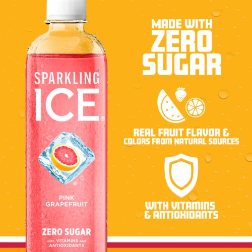 Sparkling Ice® Pink Grapefruit Flavored Sparkling Bottled Water Perspective: left