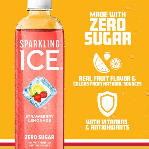 Sparkling Ice Zero Sugar Strawberry Lemonade Sparkling Water Perspective: left