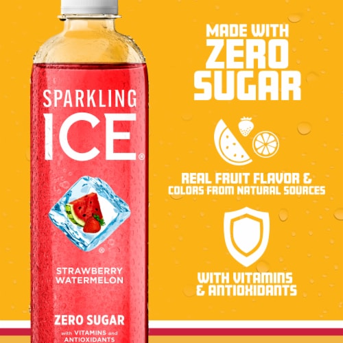 Sparkling Ice® Strawberry Watermelon Flavored Sparkling Bottled Water Perspective: left