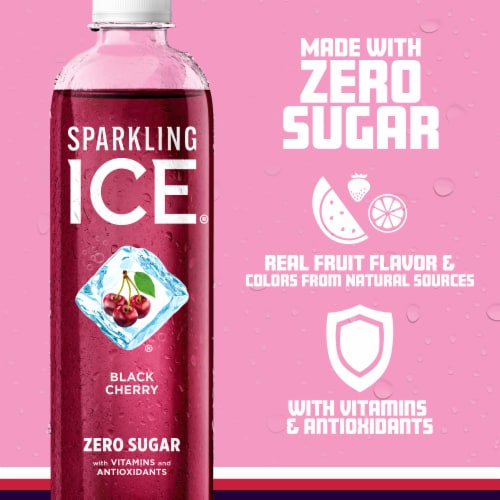 Sparkling Ice® Black Cherry Flavored Sparkling Bottled Water Perspective: left
