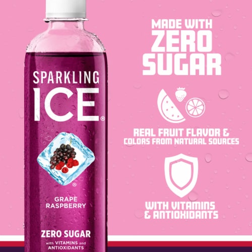 Sparkling Ice® Grape Raspberry Flavored Sparkling Bottled Water Perspective: left