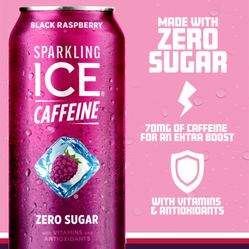 Sparkling Ice® Caffeinated Black Raspberry Flavored Sparkling Water Can Perspective: left