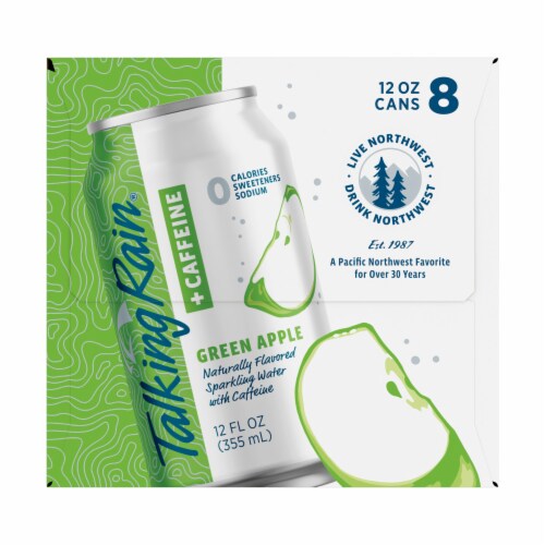 Talking Rain +Caffeine Green Apple Naturally Flavored Sparkling Water Perspective: left