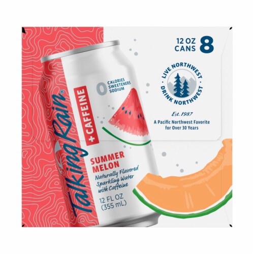 Talking Rain +Caffeine Summer Melon Naturally Flavored Sparkling Water Perspective: left