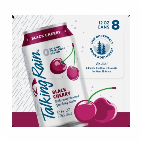 Talking Rain Black Cherry Naturally Flavored Sparkling Water Perspective: left
