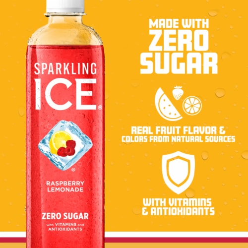Sparkling Ice Zero Sugar Raspberry Lemonade Sparkling Water Perspective: left