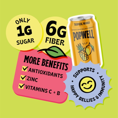 Popwell Tropical Mango 12oz Standard Can Perspective: left