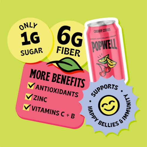 Popwell Cherry Citrus 12oz Standard Can Perspective: left