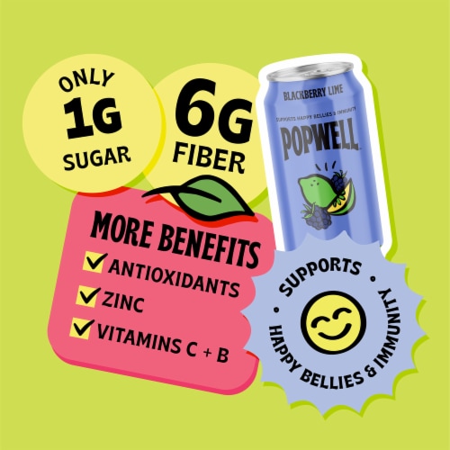 Popwell Blackberry Lime 12oz Standard Can Perspective: left