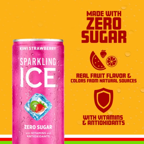 Sparkling Ice® Zero Sugar Kiwi Strawberry Sparkling Water Mini Cans Perspective: left